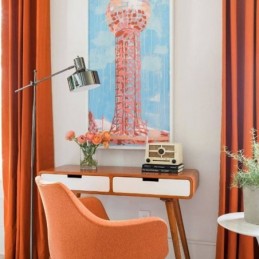 Orange Flanellgardin Mörkläggningsgardin Minimalistisk Enfärgat Tyg Vardagsrum Sovrum