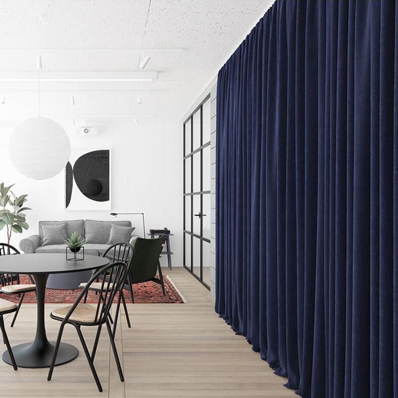Mörkblå Flanellgardiner Mörkläggningsgardin Måttbeställd Gardinpanel Minimalistisk Enfärgad Tyg Vardagsrum Sovrum