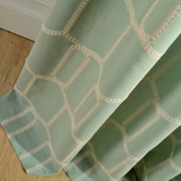 Abstrakt Halvmörkläggningsgardin Måttbeställd Gardin Med Bikakemönster Och Broderi I Vardagsrummet