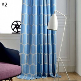 Abstrakt Halvmörkläggningsgardin Måttbeställd Gardin Med Bikakemönster Och Broderi I Vardagsrummet