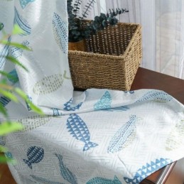Halvmörkläggningsgardin Måttbeställd Gardin Fisktryck Barnrum Vardagsrum