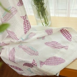 Halvmörkläggningsgardin Måttbeställd Gardin Fisktryck Barnrum Vardagsrum