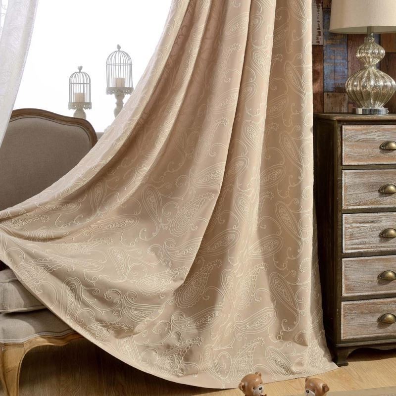Mörkläggande Gardin I Vintagestil, Måttbeställd, Lyxig Broderad Gardin För Vardagsrum
