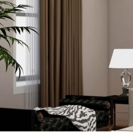 Enfärgad Mörk Kaffe Gardin Måttbeställd Gardin Modern Sidenimitation Vardagsrum Sovrum Mörkläggningstyg