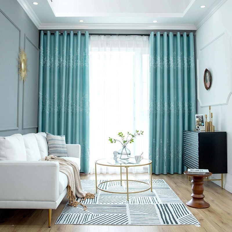 Nordisk Stil Trädmönster Gardiner Satin Jacquard Vardagsrum Sovrum