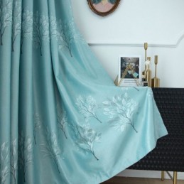 Nordisk Stil Trädmönster Gardiner Satin Jacquard Vardagsrum Sovrum
