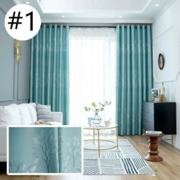 Nordisk Stil Trädmönster Gardiner Satin Jacquard Vardagsrum Sovrum