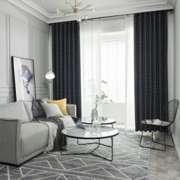 Rutig Mörkläggningsgardin Måttbeställd Rutmönster Geometrisk För Sovrum Vardagsrum