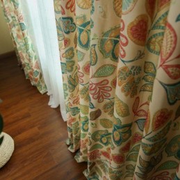 Amerikansk Retrogardin Måttbeställd Gardin Abstrakt Blomtryck Sovrum Vardagsrum Halvmörkläggande Tyg