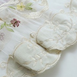 Broderad Tyllgardin I Europa, Måttbeställd, Blommig Voile, Transparent, Vardagsrum